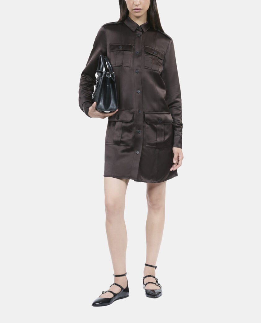 The Kooples F BROWN short brown safari dress