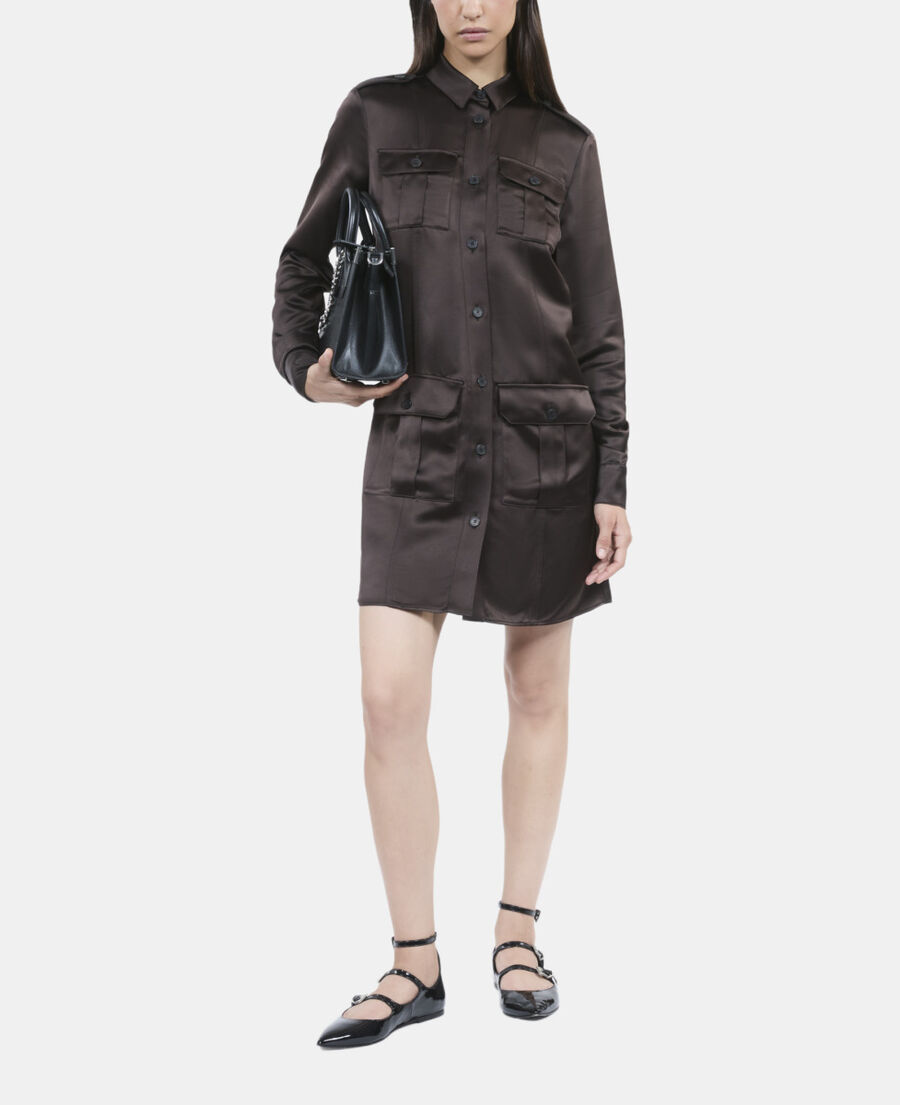 The Kooples F BROWN short brown safari dress