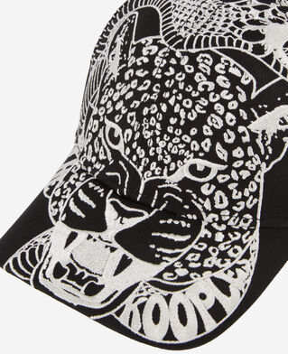 The Kooples MIXED BLACK black cap with snake leopard embroidery