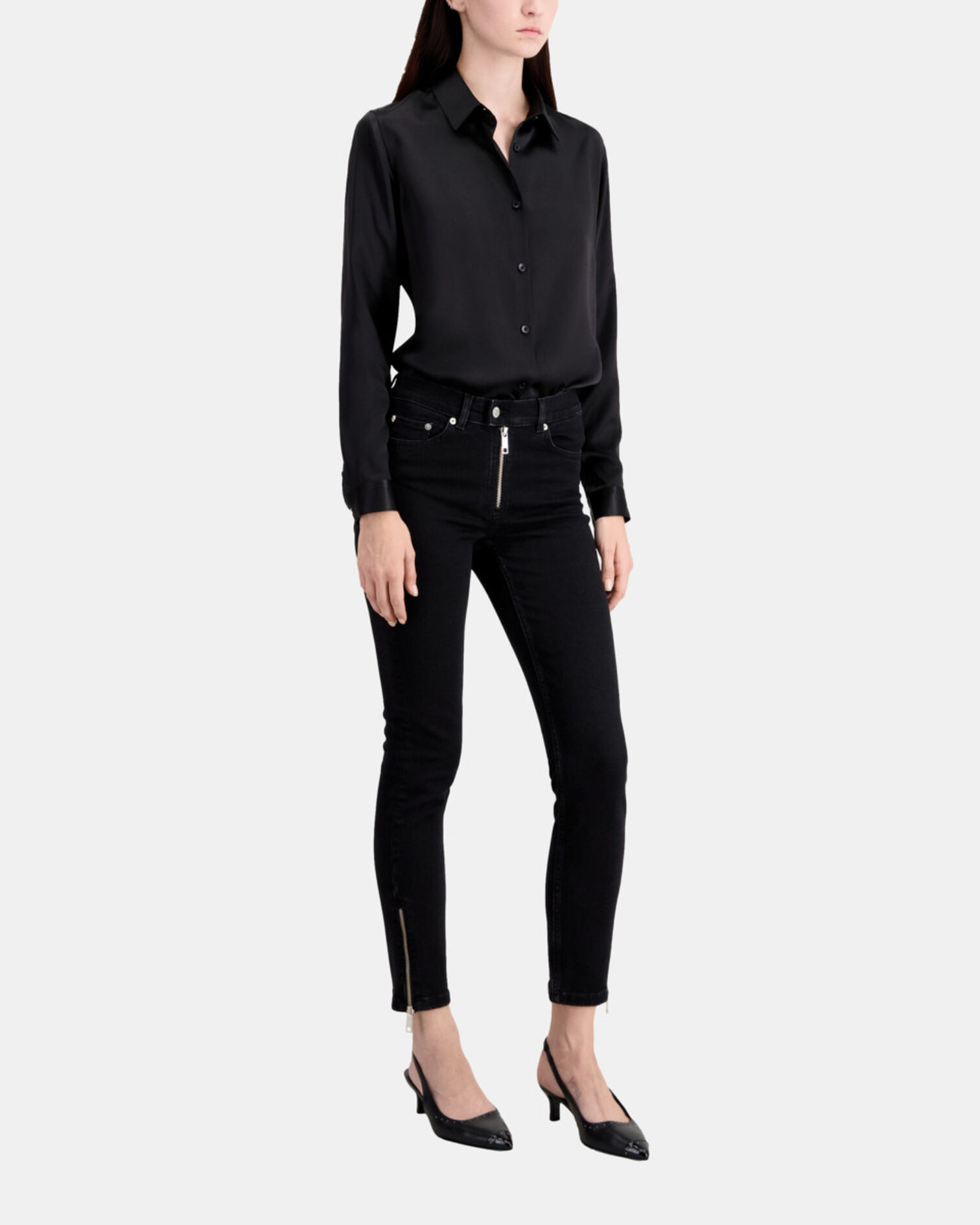 Black slim jeans with zip, BLACK WASHED, hi-res image number null