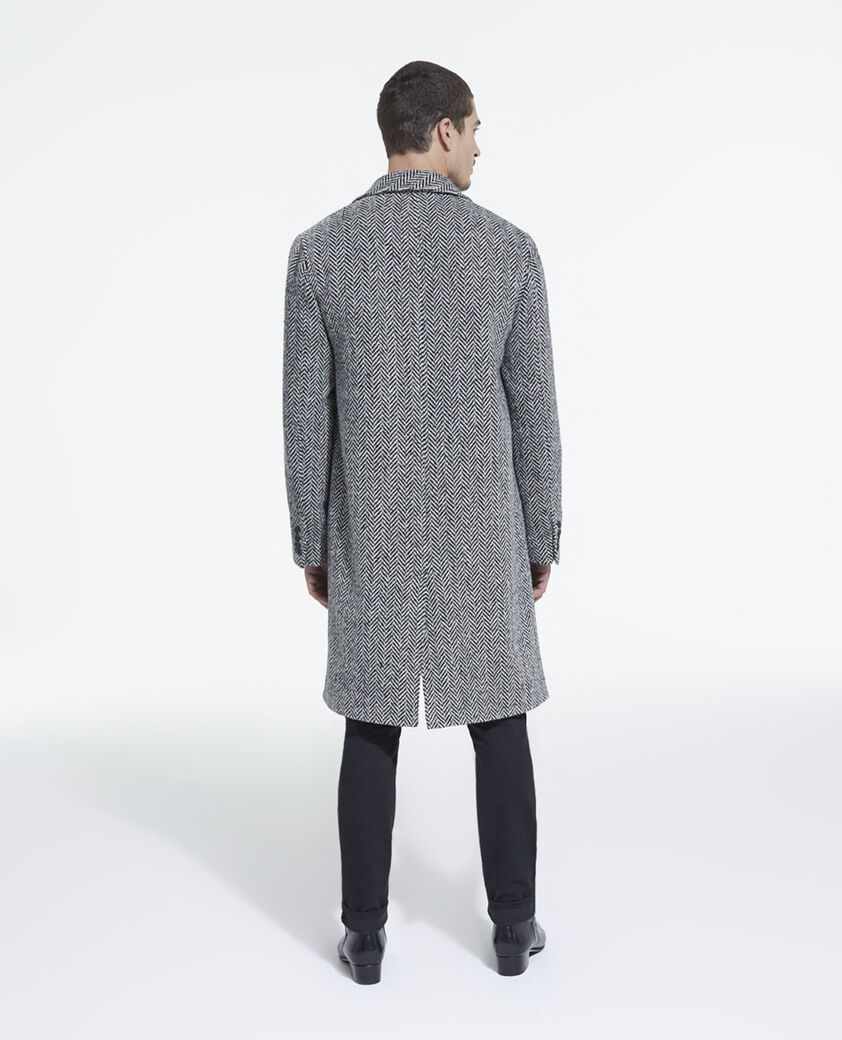 The Kooples HERREN BLACK WHITE wollmantel mit motiven