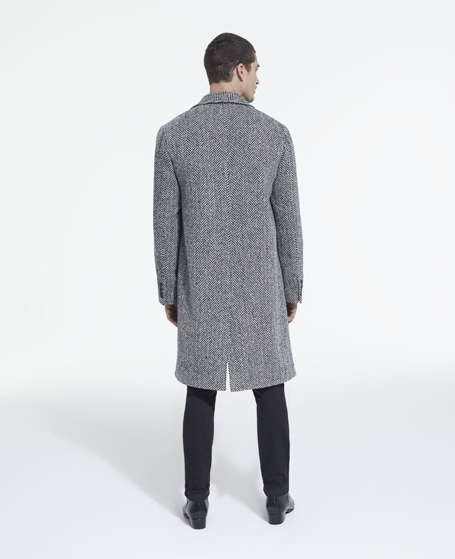 The Kooples HERREN BLACK WHITE wollmantel mit motiven