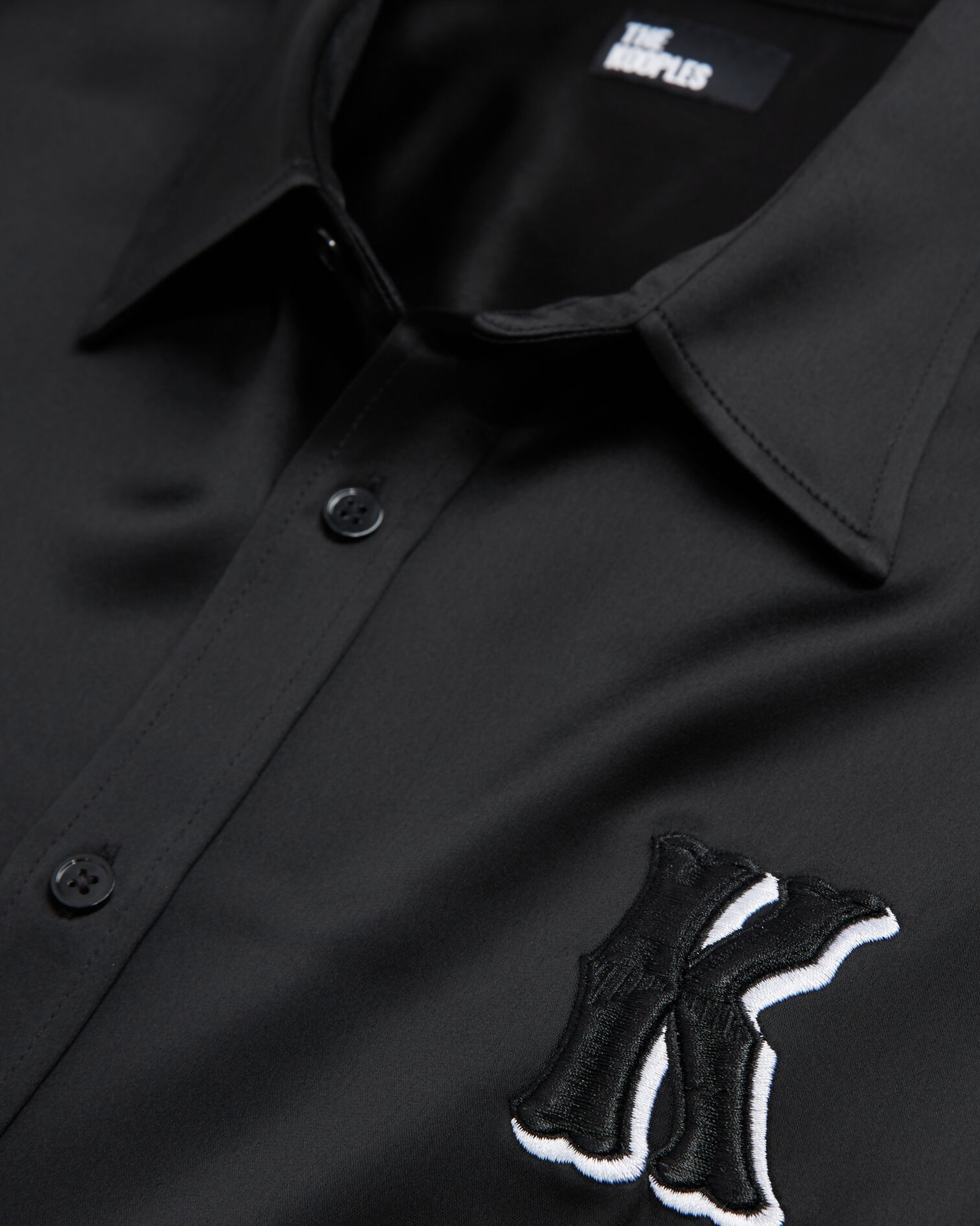 Camisa informal negra bordados, BLACK, hi-res image number null