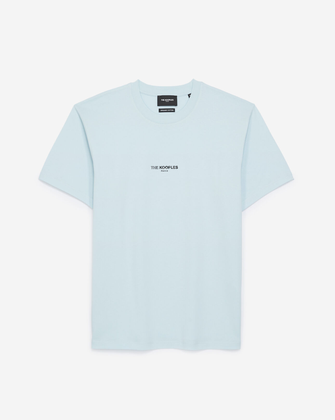 The Kooples MEN SKY BLUE blue cotton t-shirt with breast logo