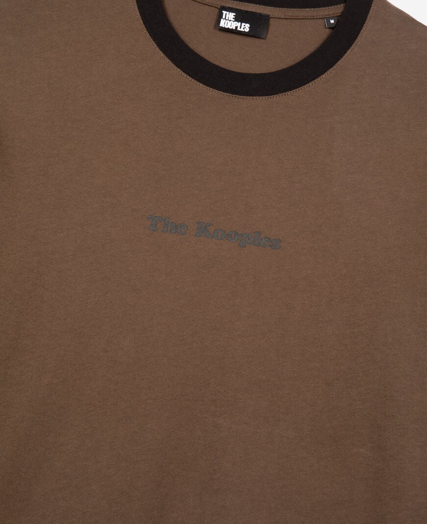 The Kooples MEN DARK BROWN t-shirt with brown screen printing