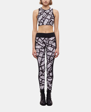 The Kooples WOMEN BLACK / WHITE black leggings with tape logo