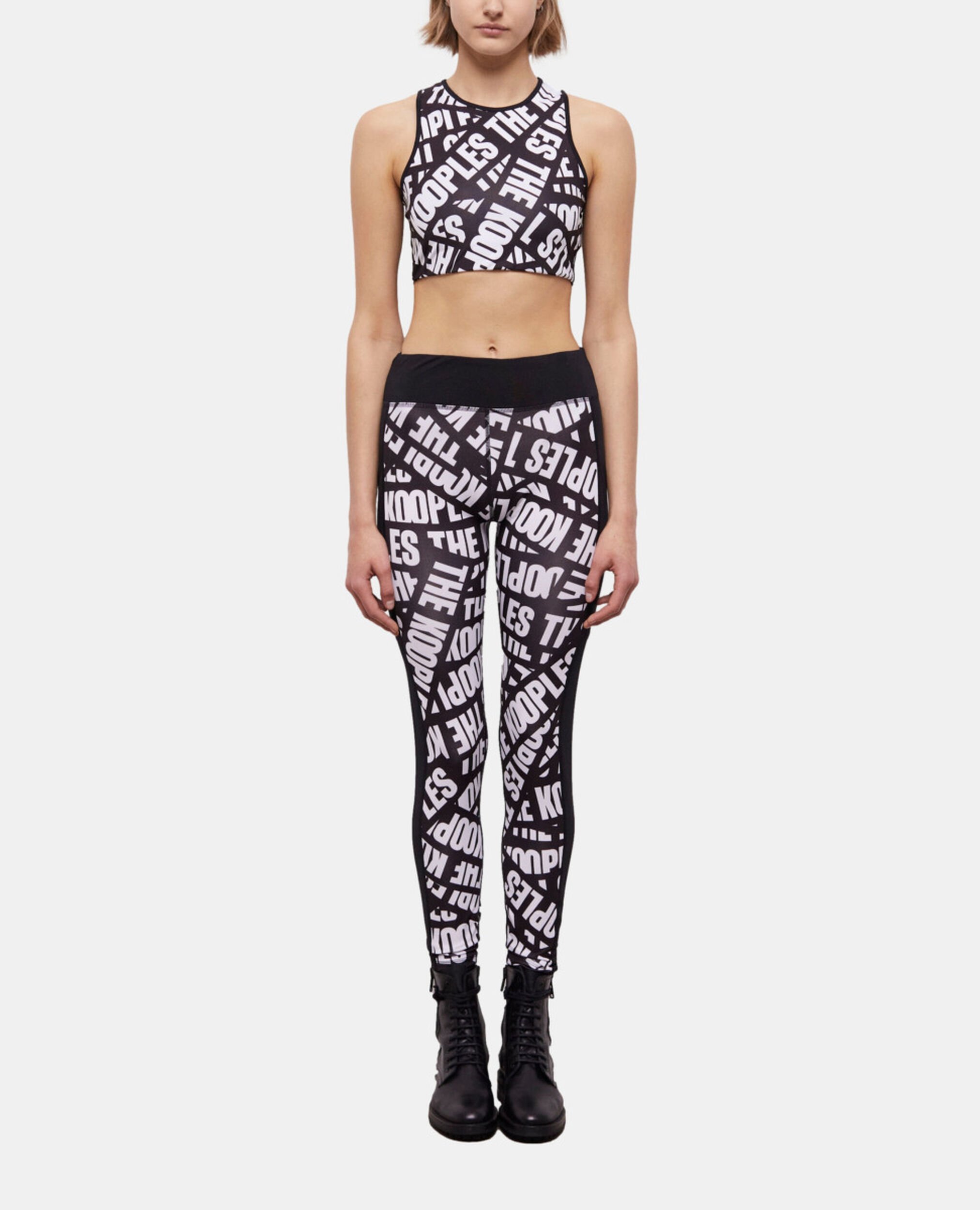 Black leggings with Tape logo, BLACK / WHITE, hi-res image number null