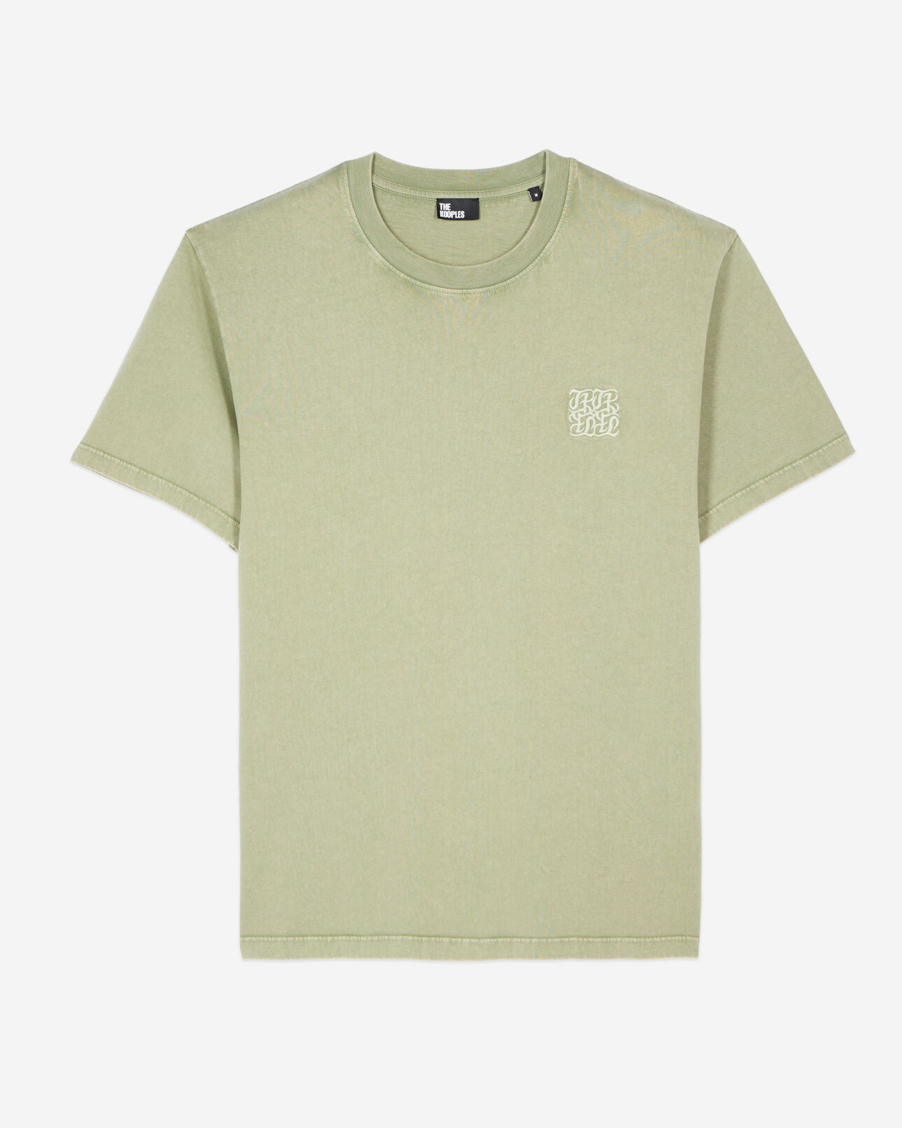 The Kooples MEN KAKI GREY light green t-shirt with logo embroidery