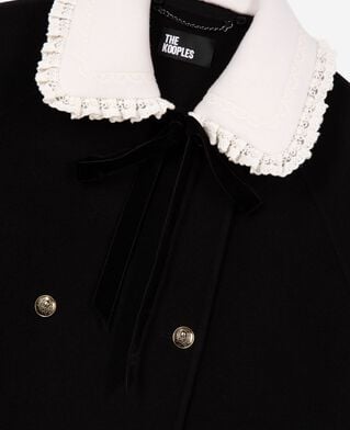 The Kooples WOMEN BLACK double-faced coat in black wool blend