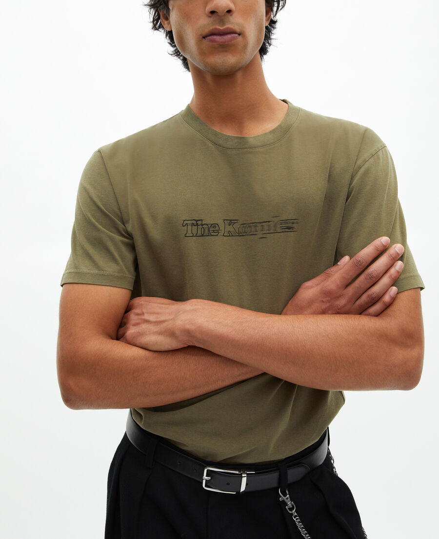 The Kooples HERREN KAKI t-shirt mit logo in vintage-optik in khaki