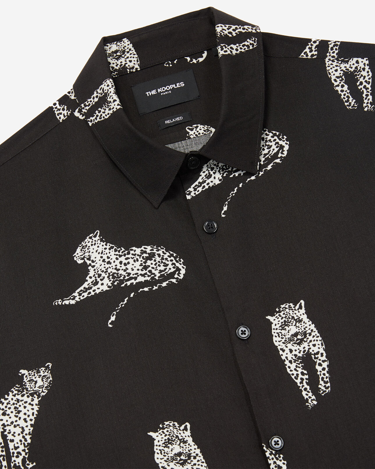 The Kooples MEN BLACK WHITE black shirt with white panther print