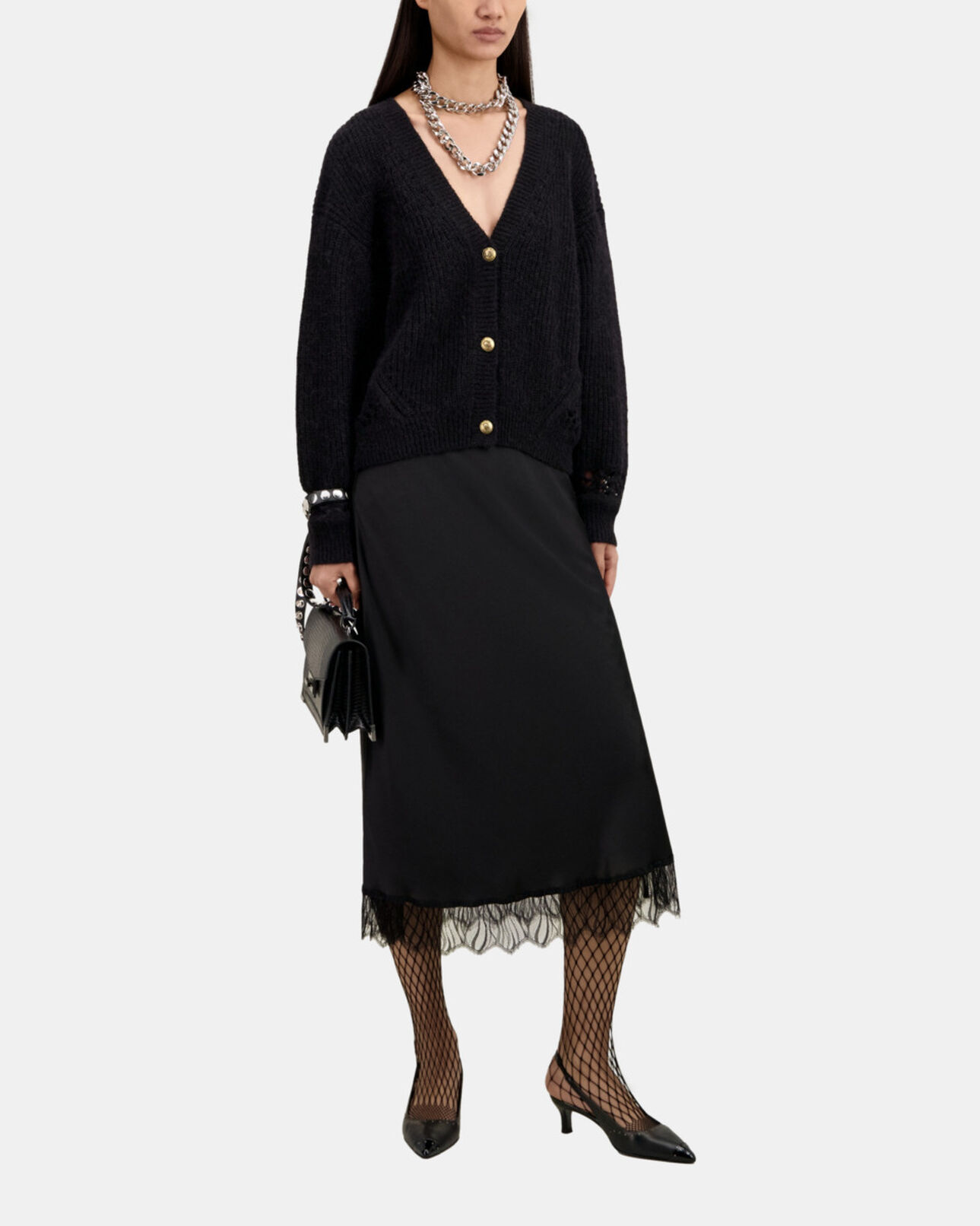 The Kooples FEMME BLACK cardigan noir en laine mélangée