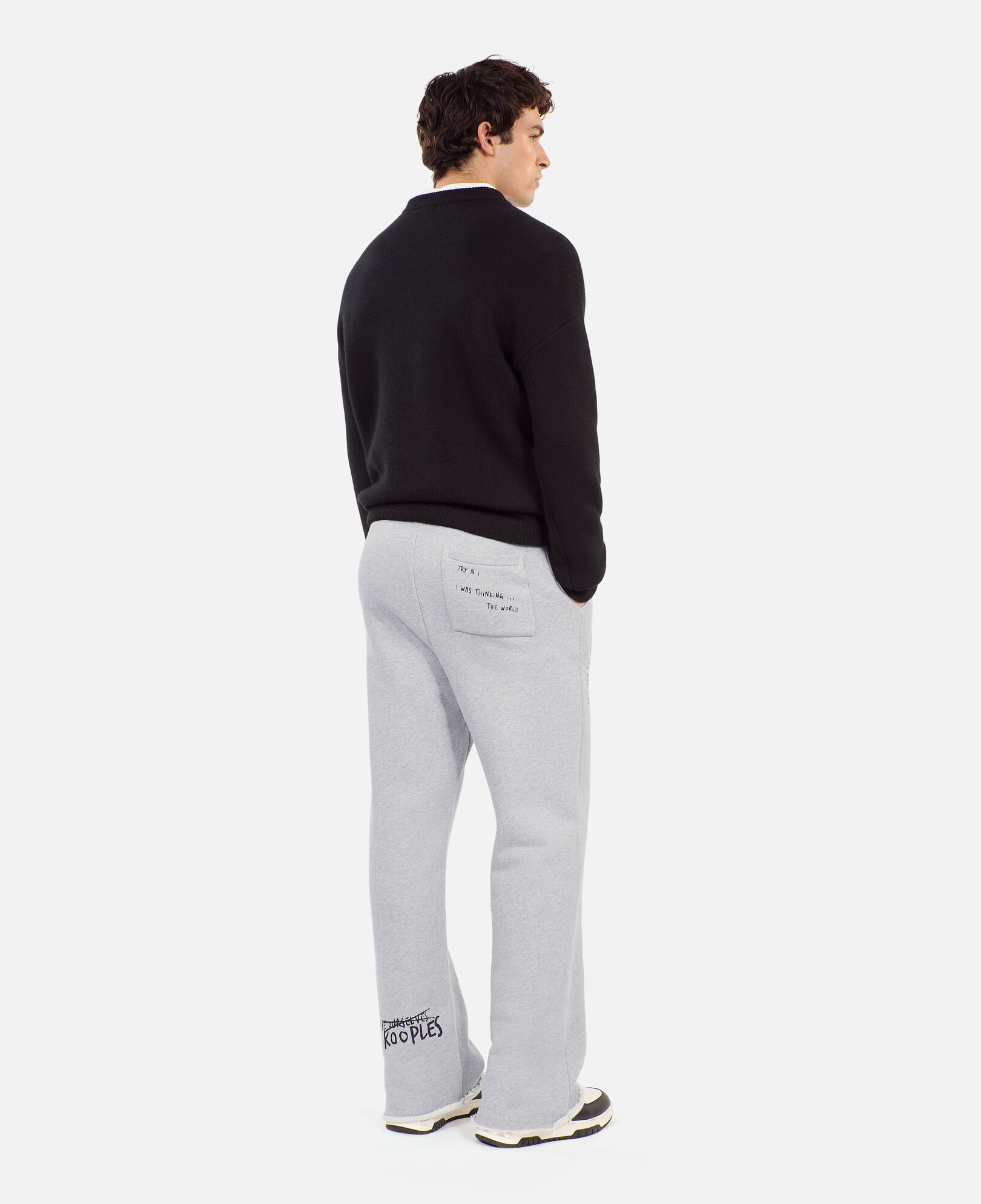 The Kooples HOMME STONE GREY bas de jogging avec sérigraphie gris