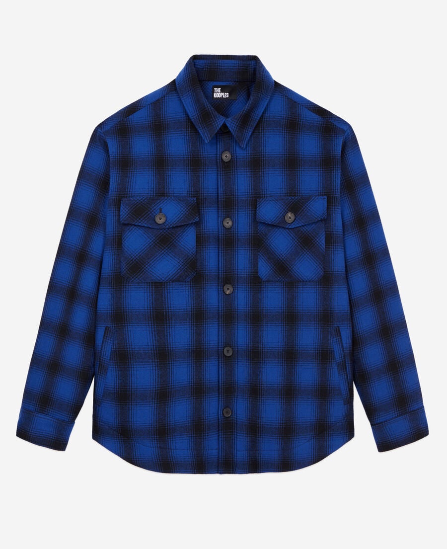 The Kooples HOMME BLUE BLACK blouson type surchemise à carreaux