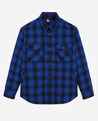 The Kooples HOMME BLUE BLACK blouson type surchemise à carreaux