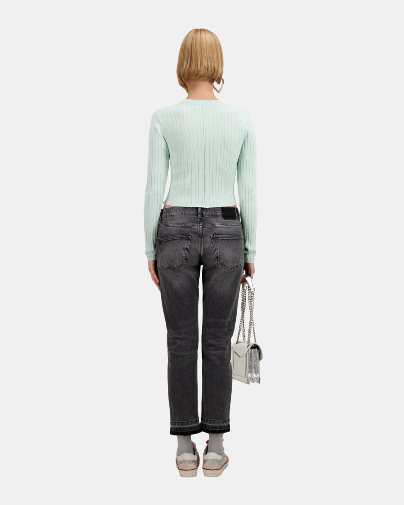 The Kooples FEMME OCEAN cardigan court côtelé vert clair