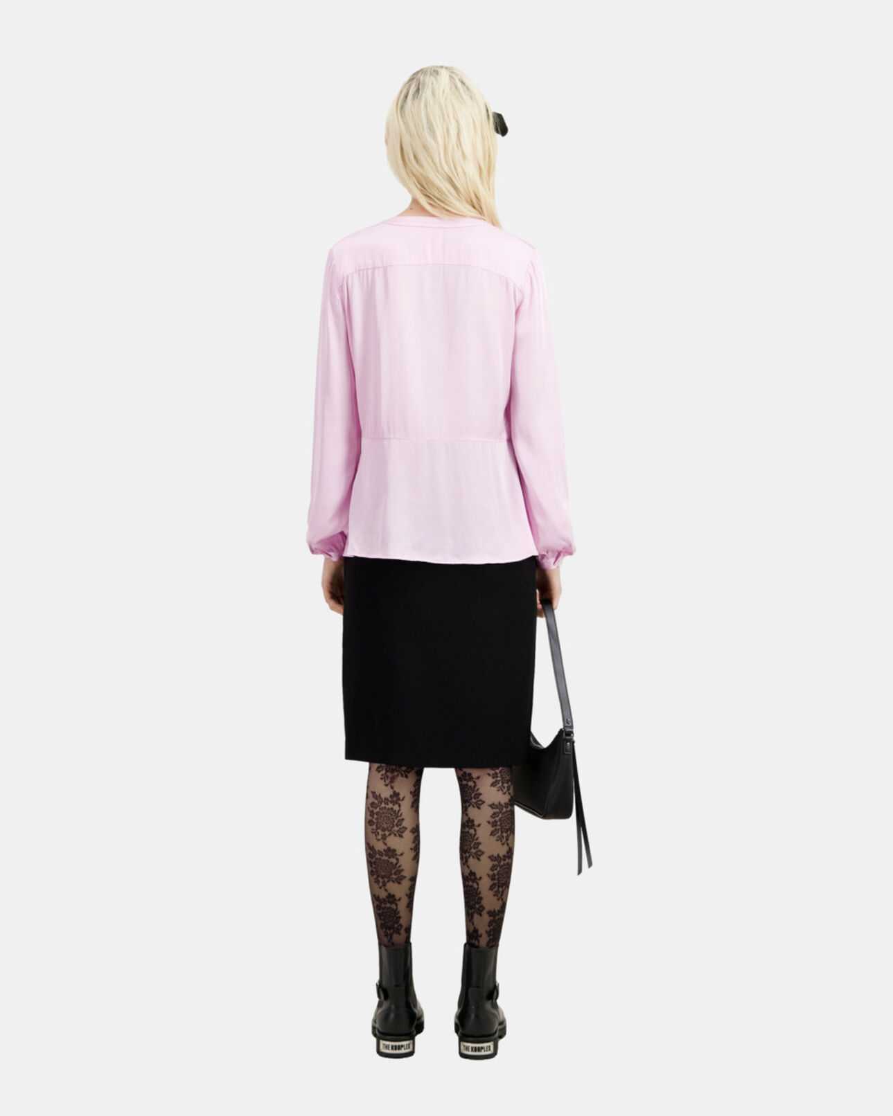 The Kooples FEMME PALE PINK top rose avec plissage