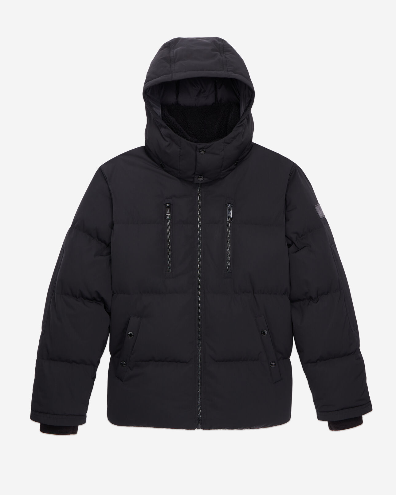The Kooples MEN BLACK black hooded puffer jacket