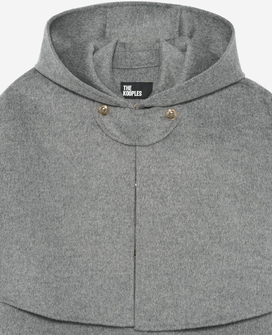 The Kooples F GREY long double-faced wool coat with grey cape