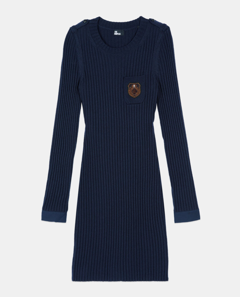 The Kooples F DARK BLUE navy blue knitted short dress 