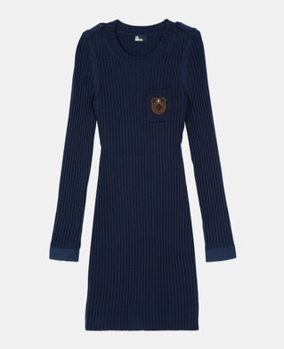 The Kooples FEMME DARK BLUE robe courte en maille bleu marine