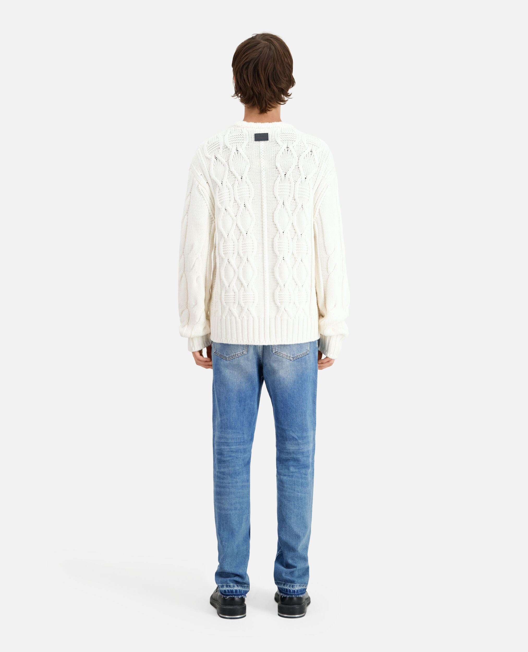 Ecru cable wool sweater, ECRU, hi-res image number null