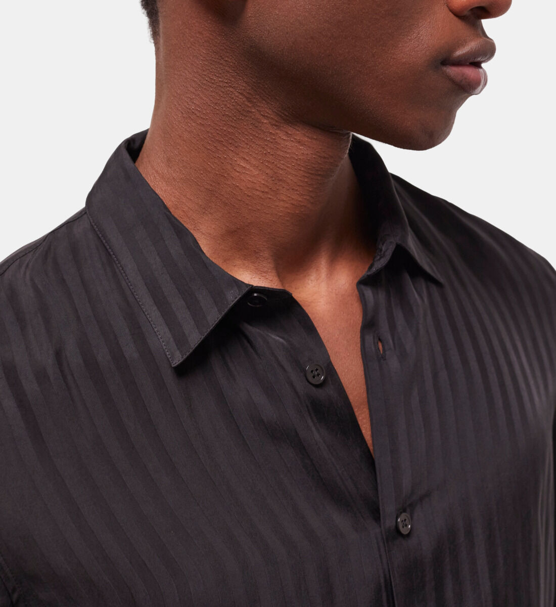 Black striped shirt with classic collar | The Kooples - US