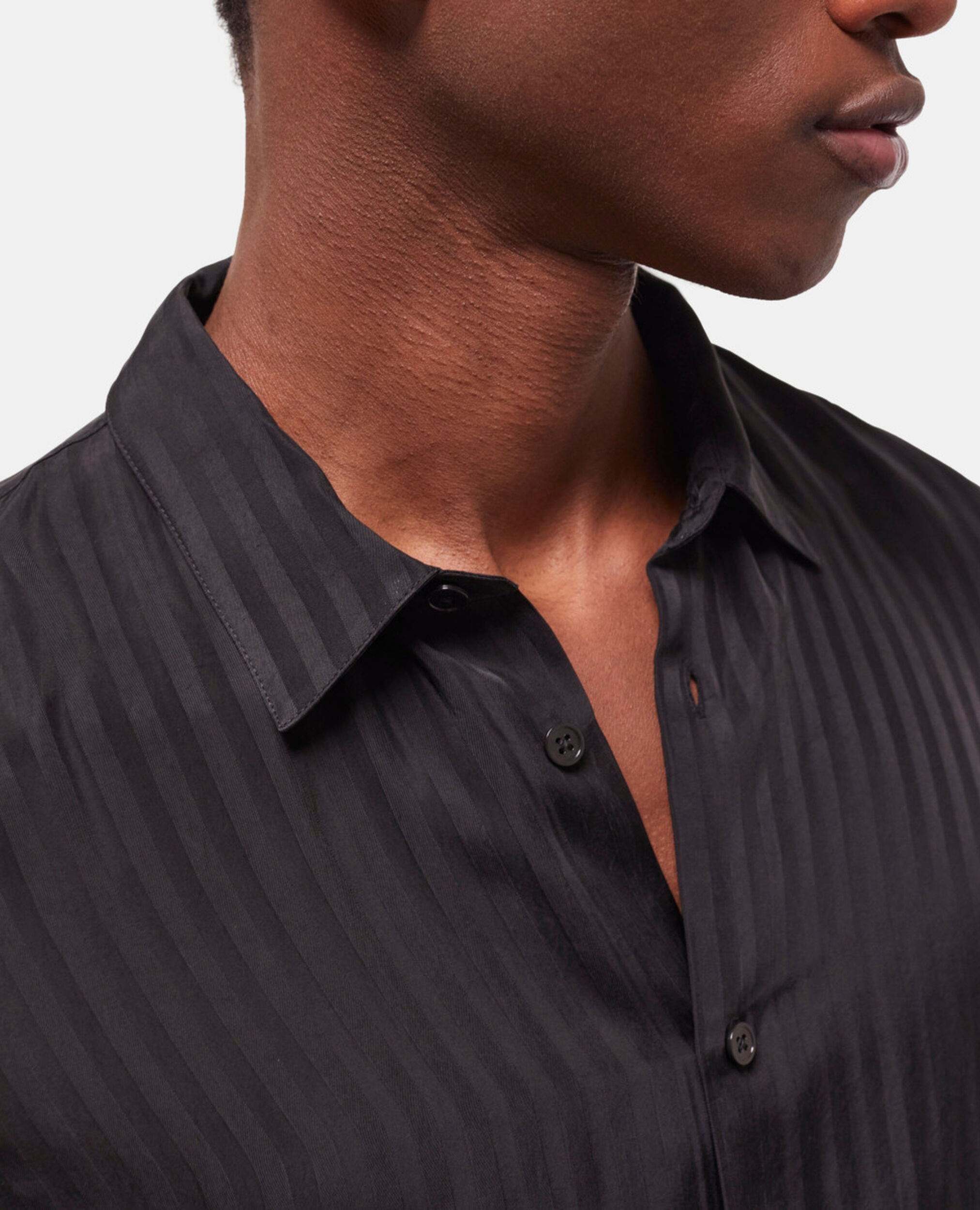 Camisa rayas negra con cuello clásico, BLACK, hi-res image number null