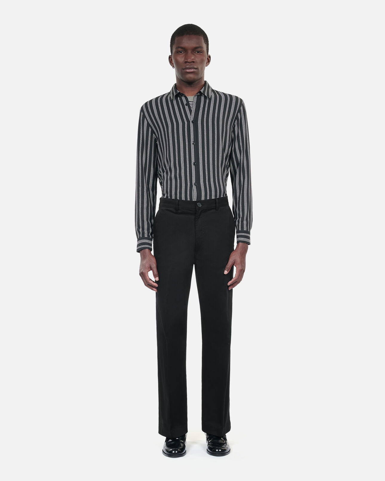 The Kooples HOMME BLACK pantalon large en coton noir