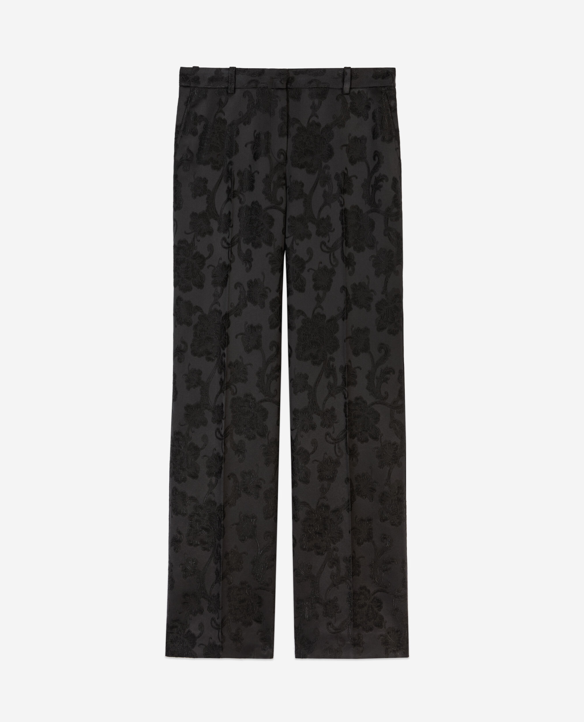 Pantalon tailleur fleuri noir, BLACK, hi-res image number null