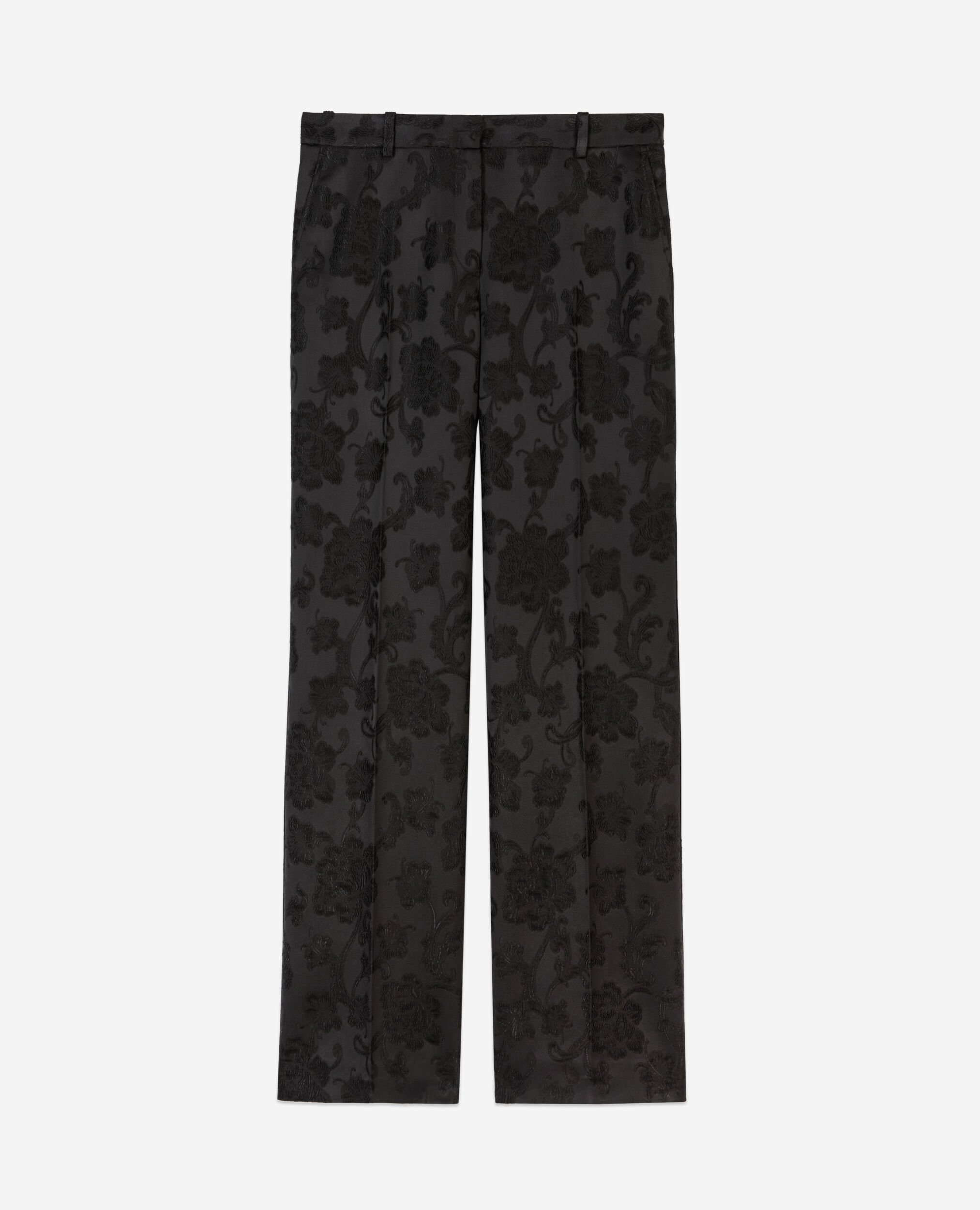 Pantalon tailleur fleuri noir, BLACK, hi-res image number null