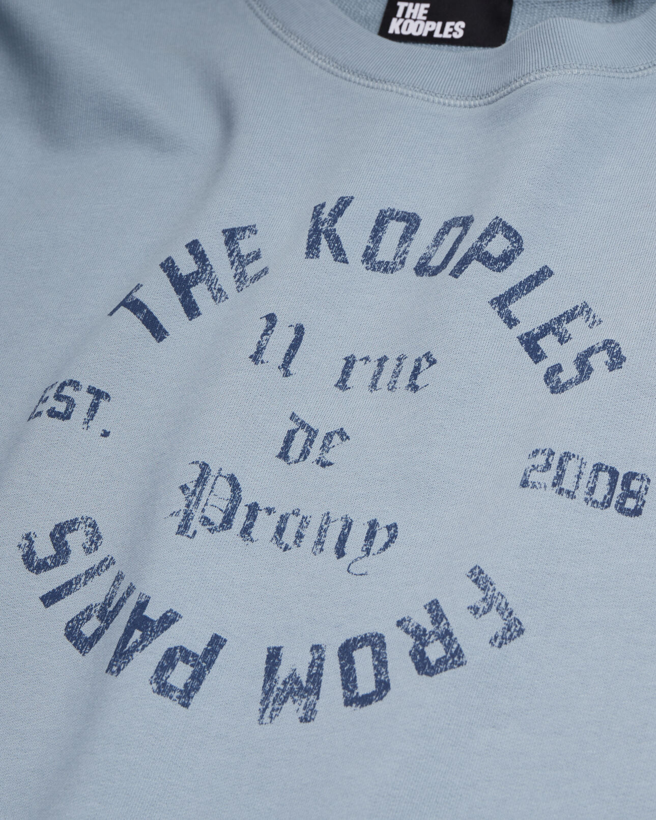 The Kooples HERREN BLUE GREY hellblaues sweatshirt mit siebdruck