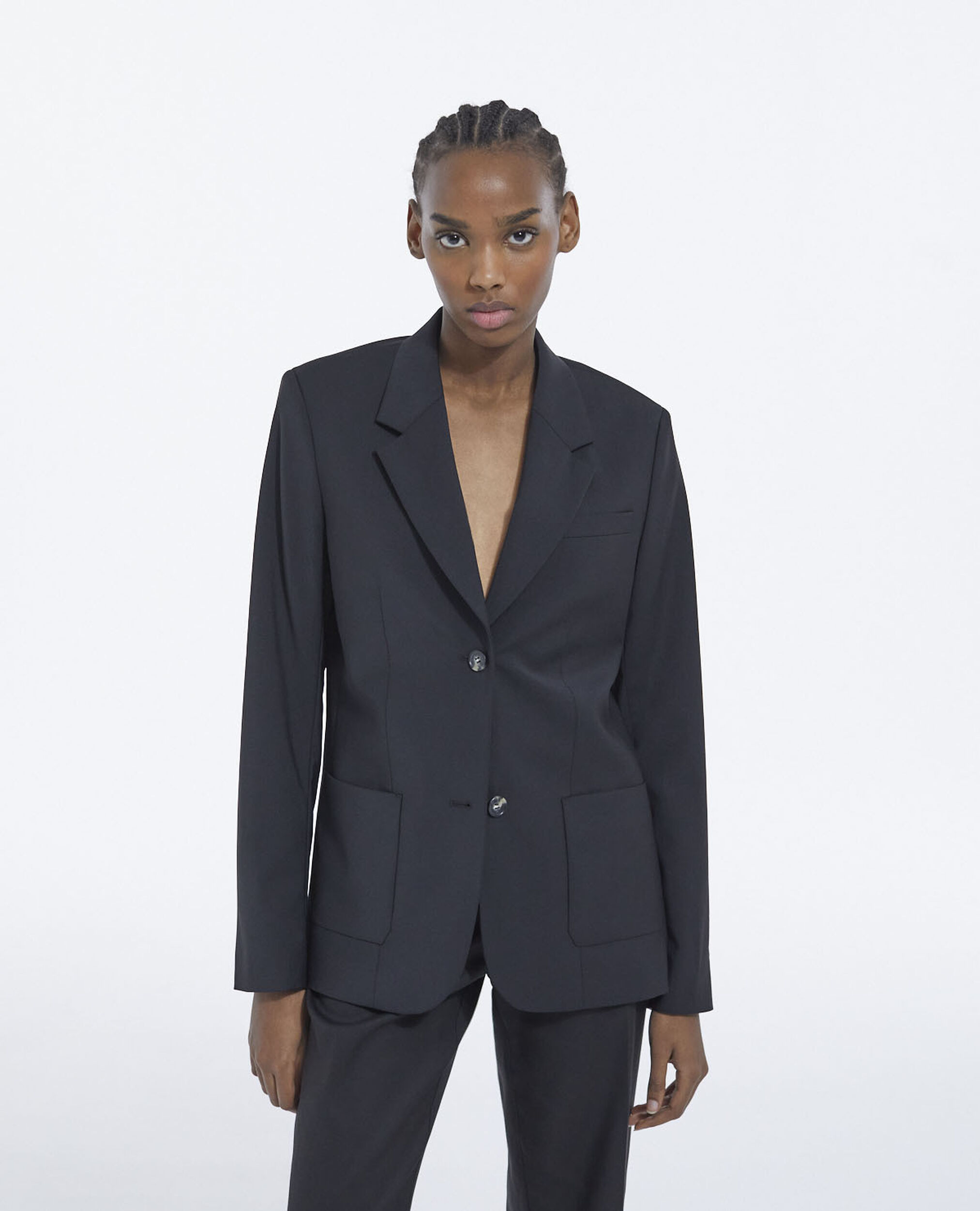 Straight tailored wool jacket, BLACK, hi-res image number null