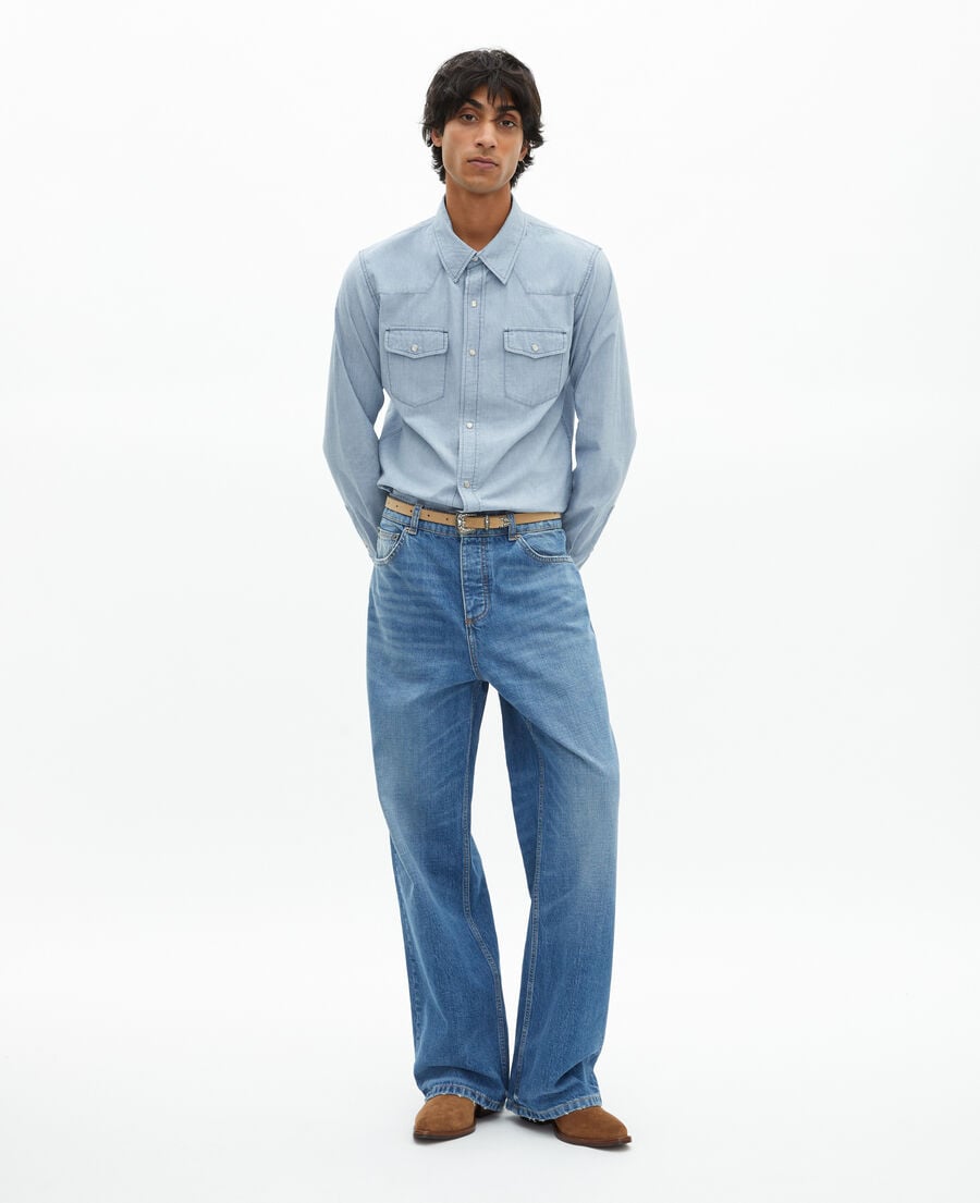 The Kooples H BABY BLUE light blue denim shirt