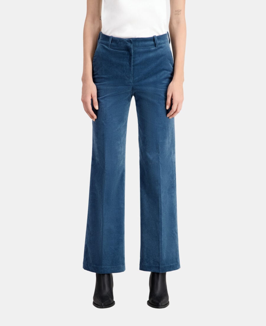 The Kooples FEMME BLUE PETROL pantalon bleu en velours côtelé