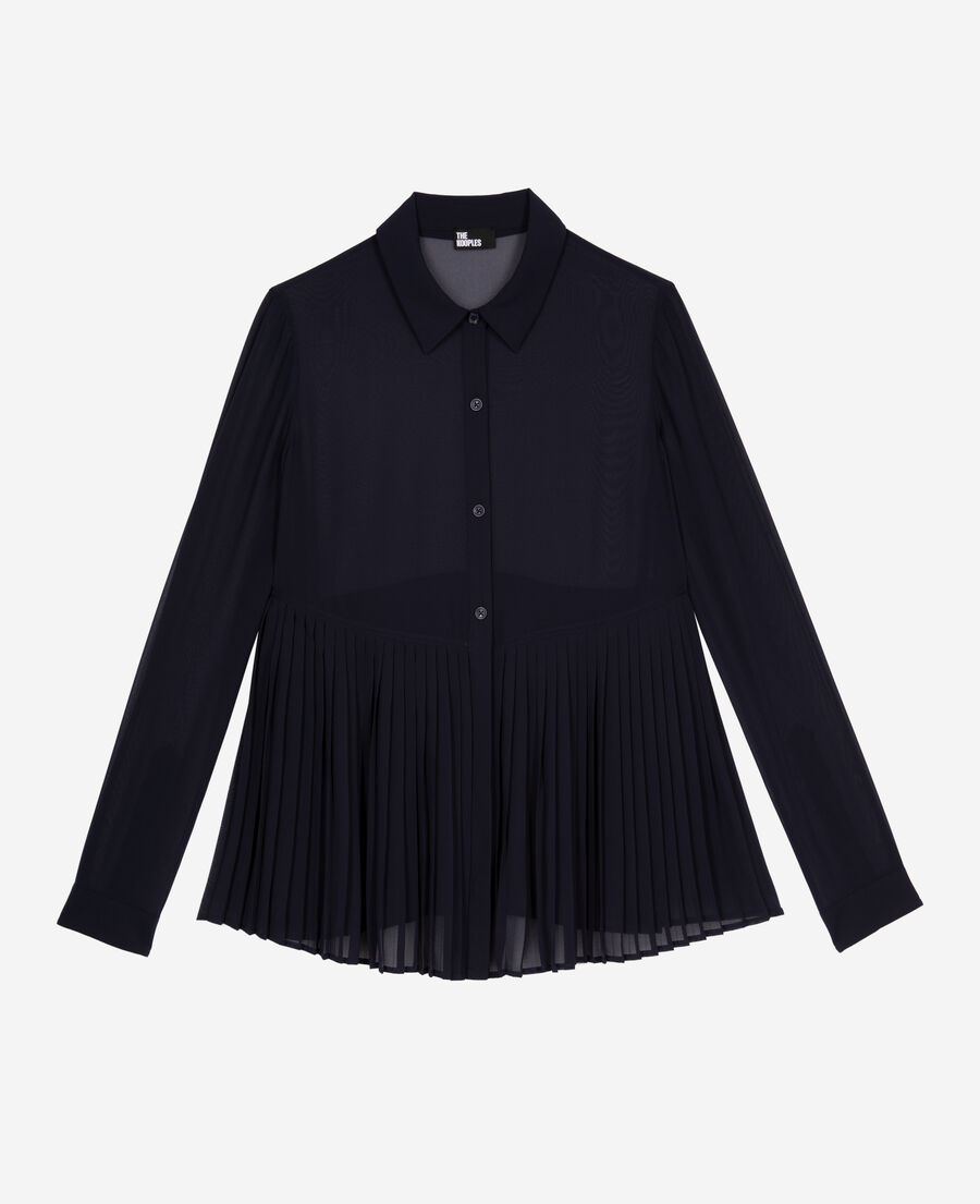 The Kooples FEMME NAVY chemise plissée marine