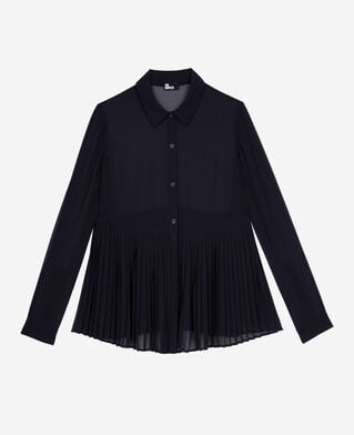 The Kooples FEMME NAVY chemise plissée marine