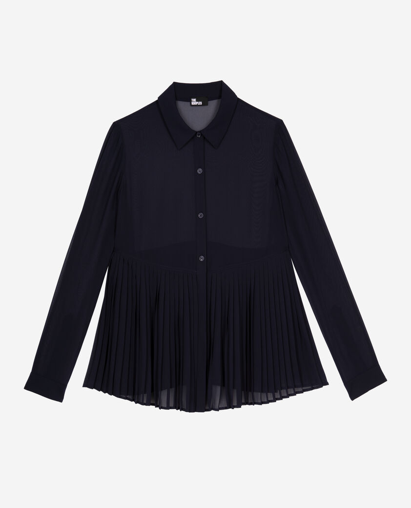 The Kooples FEMME NAVY chemise plissée marine
