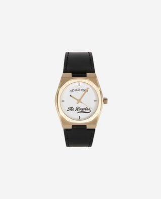 The Kooples M BLACK / GOLD watch with logo and black leather strap