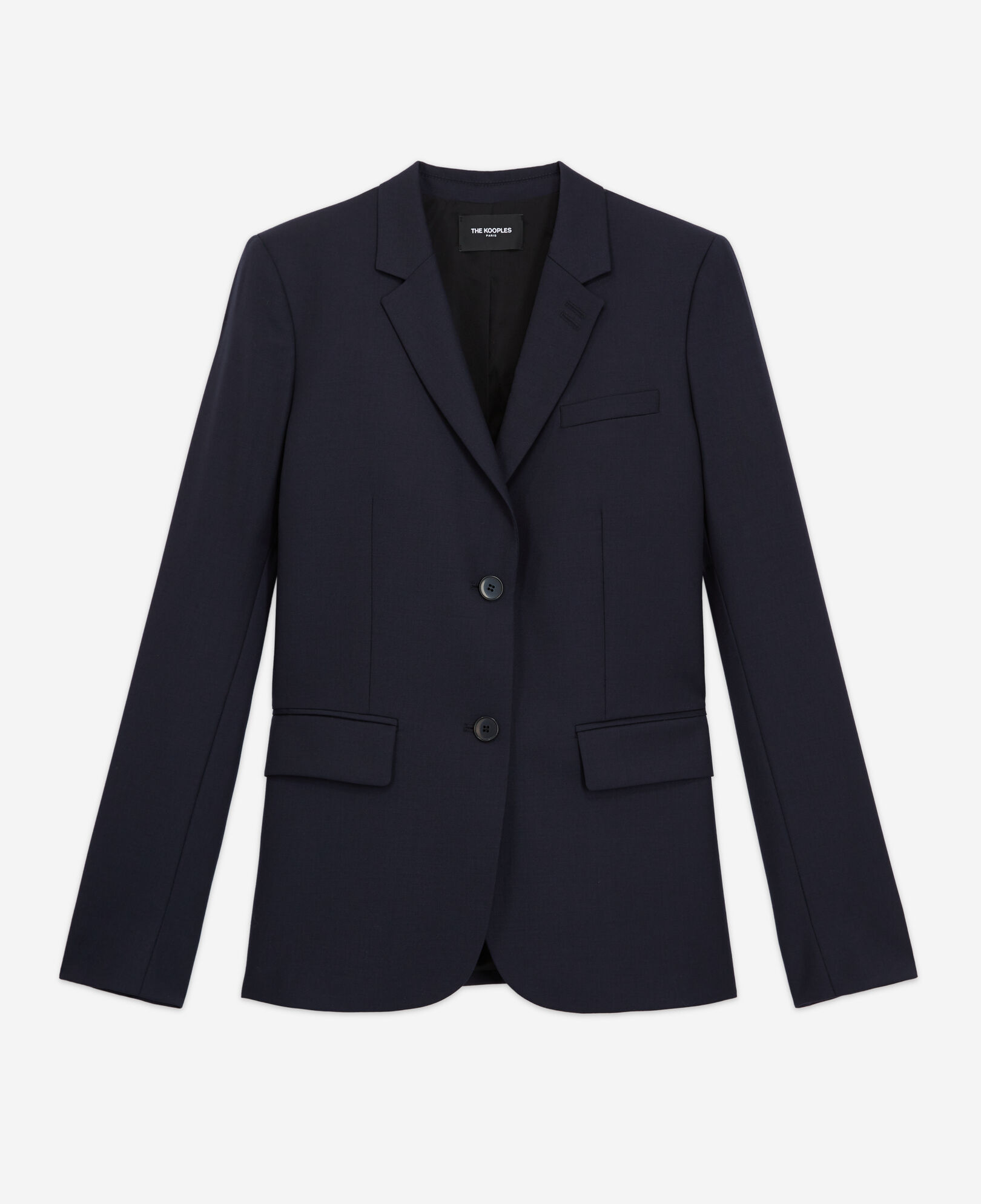 The Kooples WOMEN NAVY navy blue wool suit jacket cinched cut