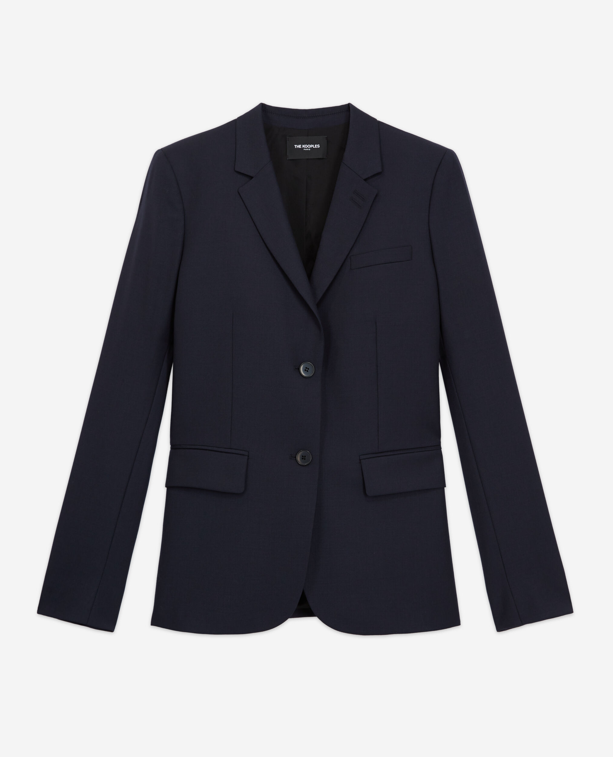 Navy blue wool suit jacket cinched cut, NAVY, hi-res image number null