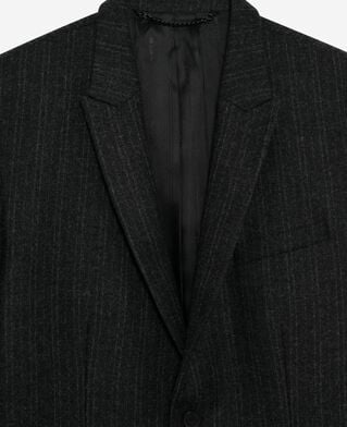 The Kooples MEN PEARL GREY dark grey pinstripe straight suit jacket