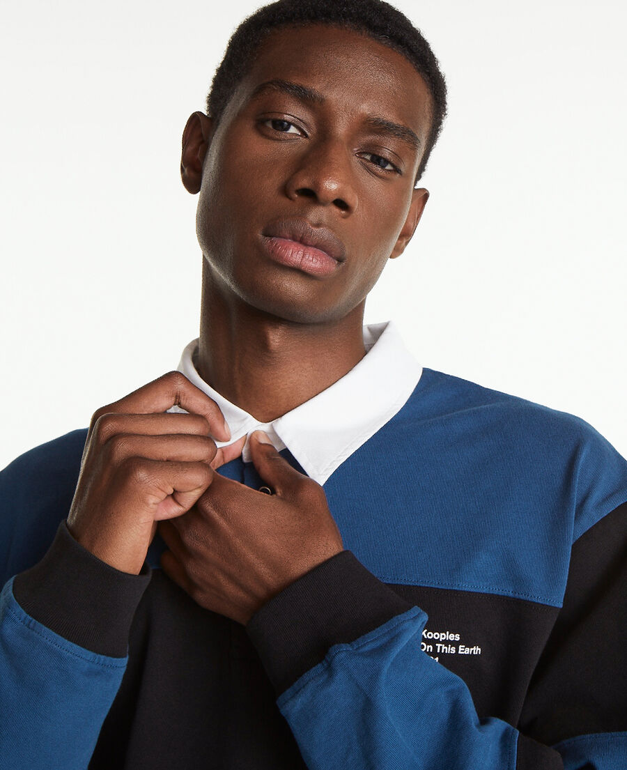 roomy black and blue polo with classic collar