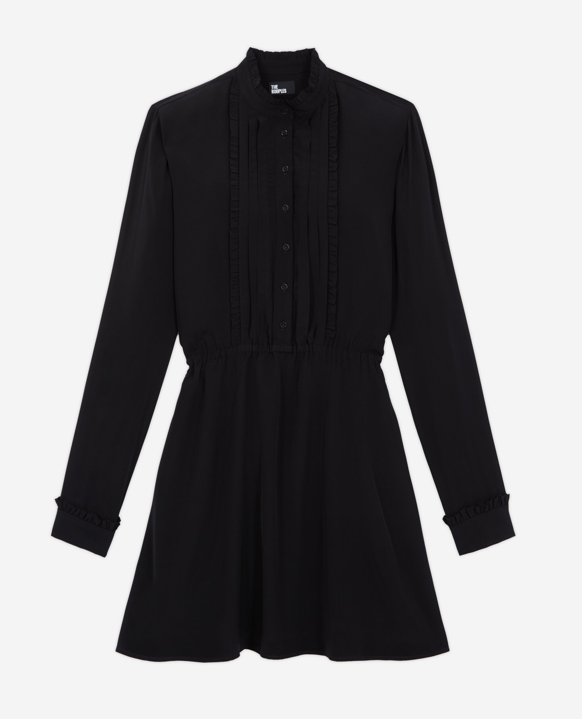 Kurzes, schwarzes Kleid mit tiefem Ausschnitt, BLACK, hi-res image number null