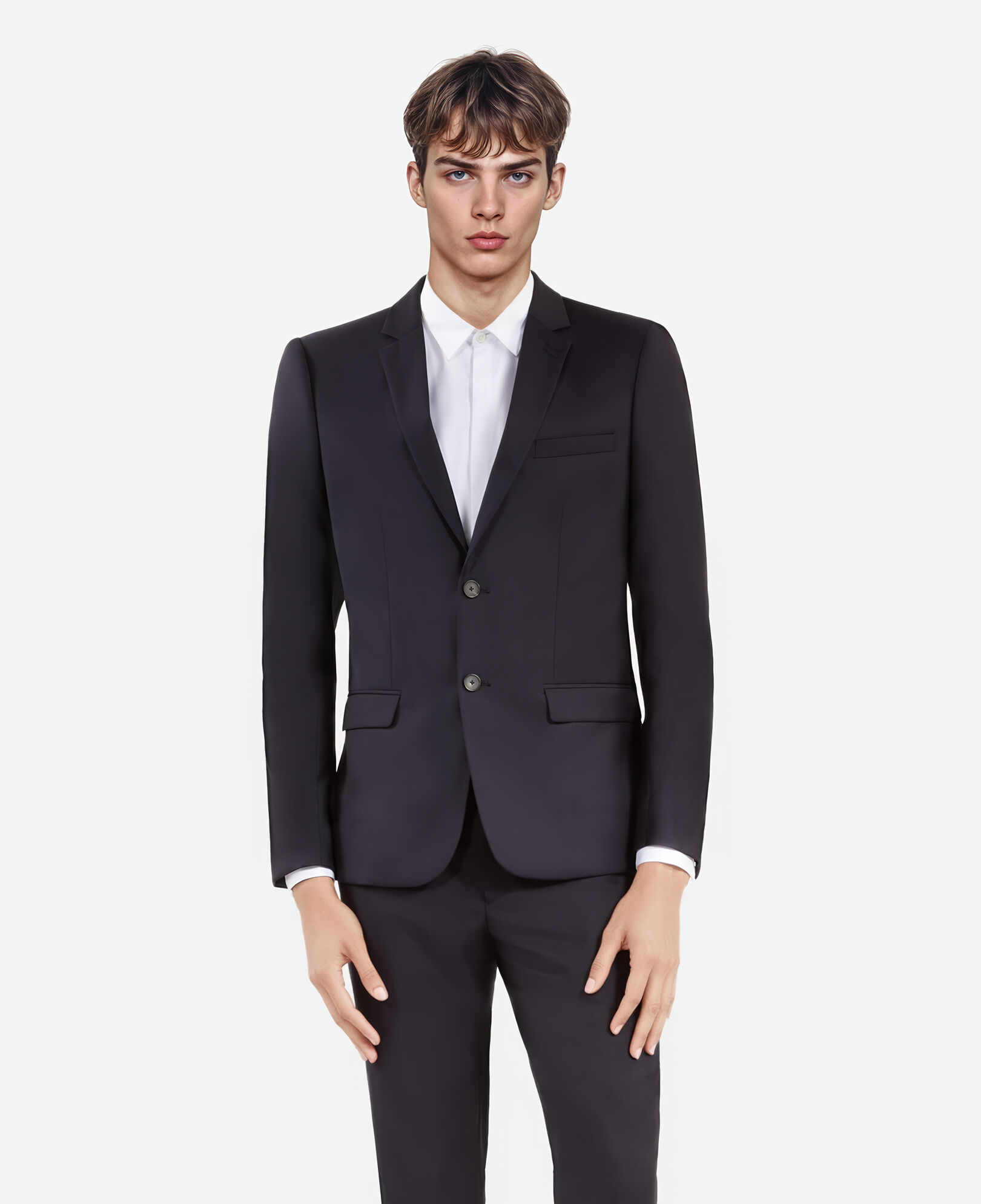 The Kooples MEN DARK NAVY navy blue wool suit jacket straight tailored cut