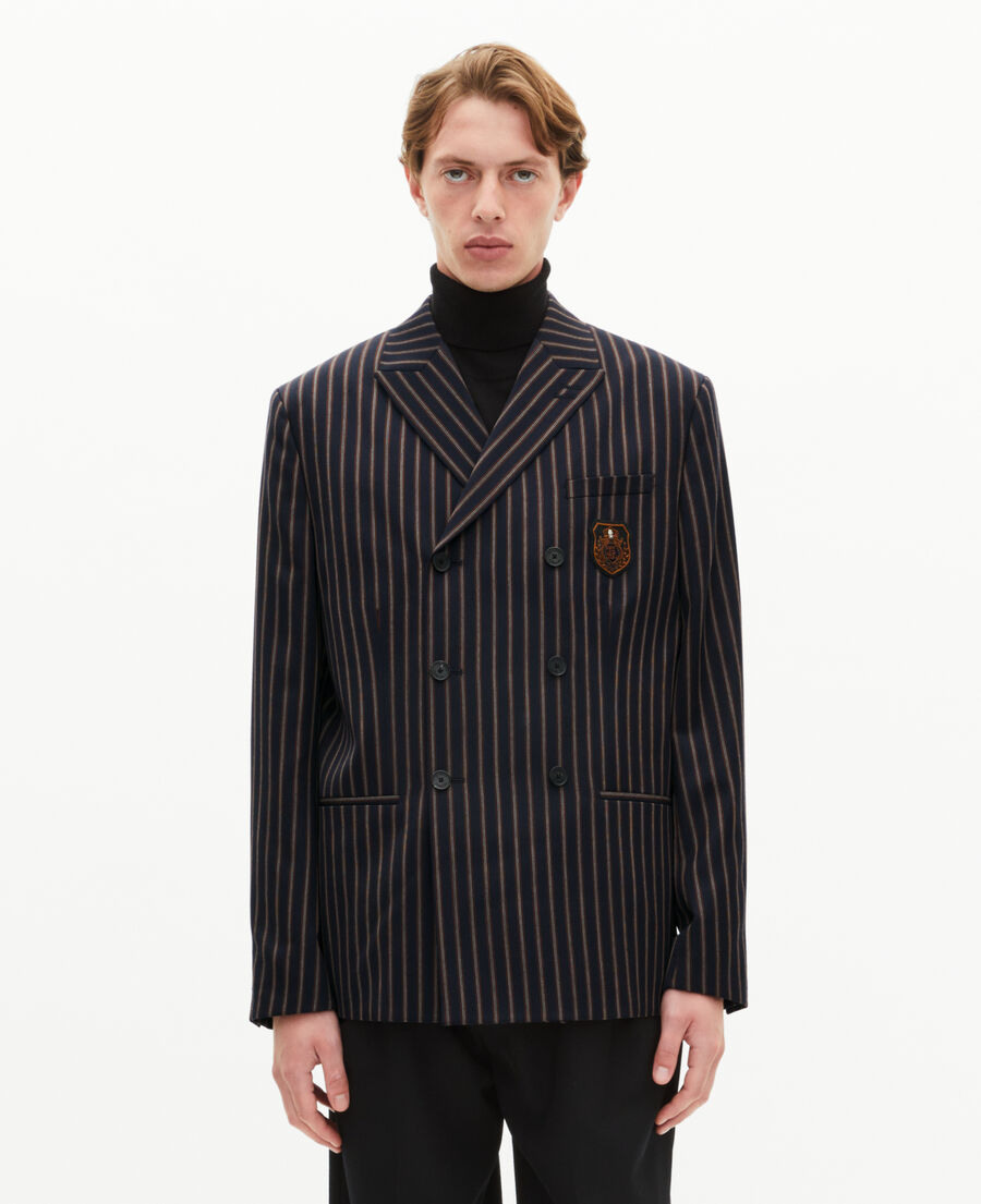 The Kooples MEN BLUE-WHITE-RED navy striped double-breasted jacket