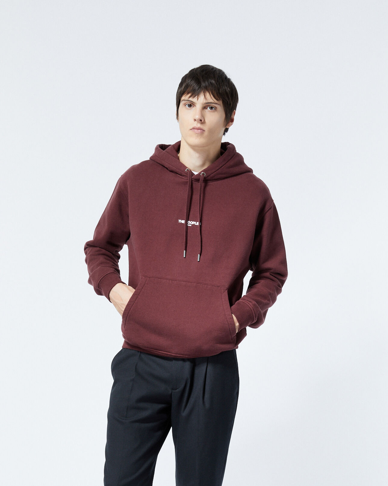 The Kooples HOMME BORDEAUX sweat bordeaux à capuche et logo