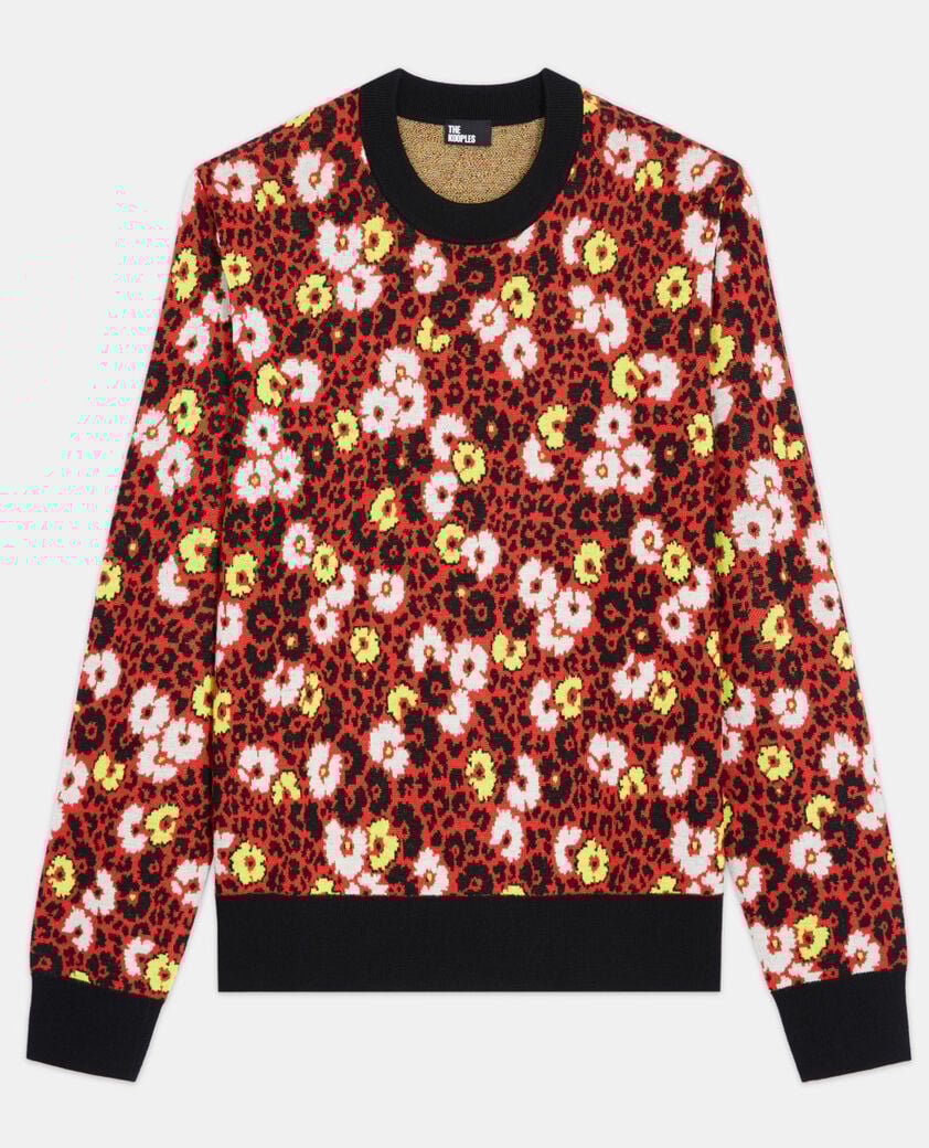 The Kooples HERREN DARK RED wollpullover mit blumenprint