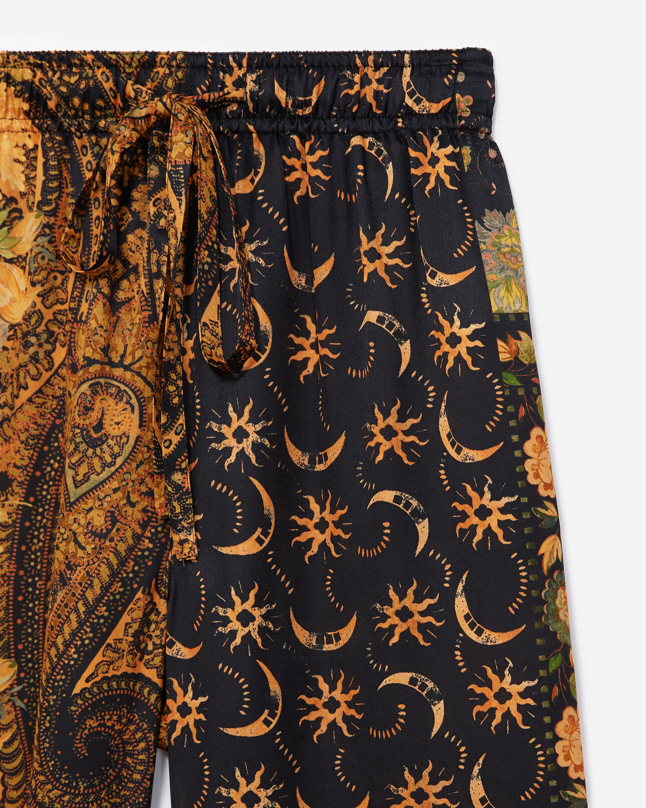 The Kooples DAMEN BLACK-ORANGE schwarz und orange bedruckte fließende hose