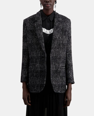 The Kooples FEMME BLACK WHITE blazer noir et blanc en tweed